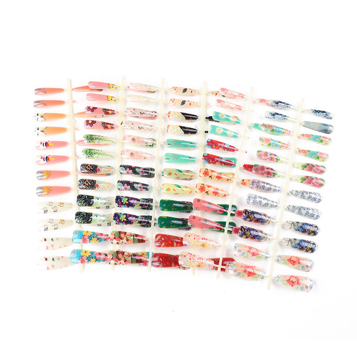 Artificial nails with floral patterns Bowlift