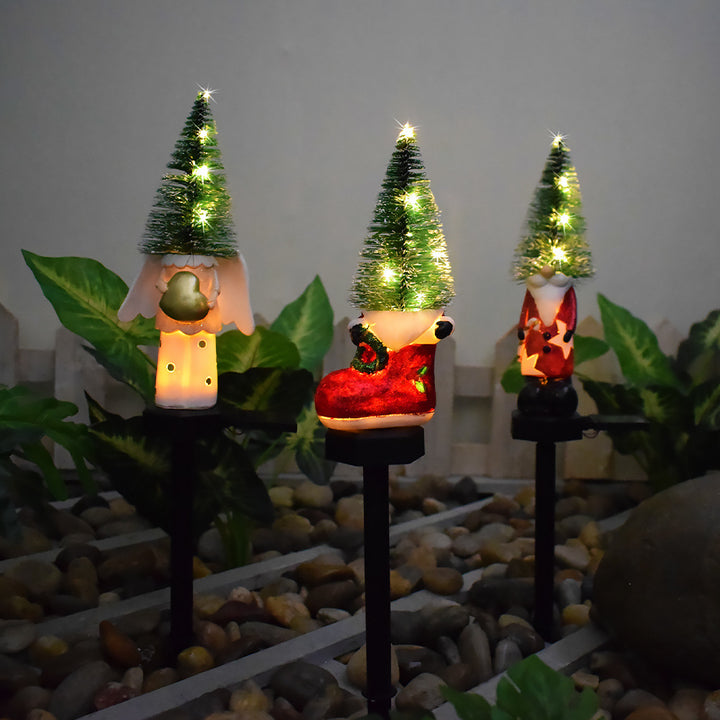 Outdoor Solar-Powered LED Snowman Garden Stake Light Bowlift
