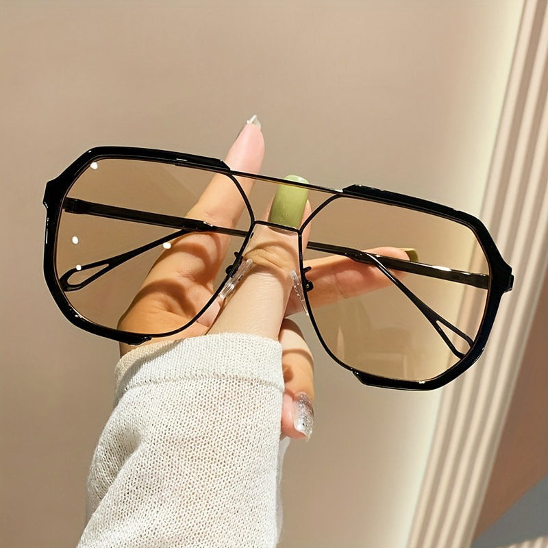 Ladies extravagant sunglasses in hexagonal design with transparent frame Bowlift