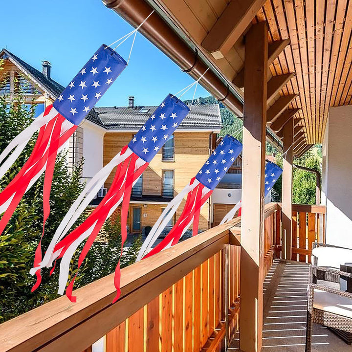 Unisex nan patriotic windsock wind flag with long ribbons for outdoor hanging Bowlift