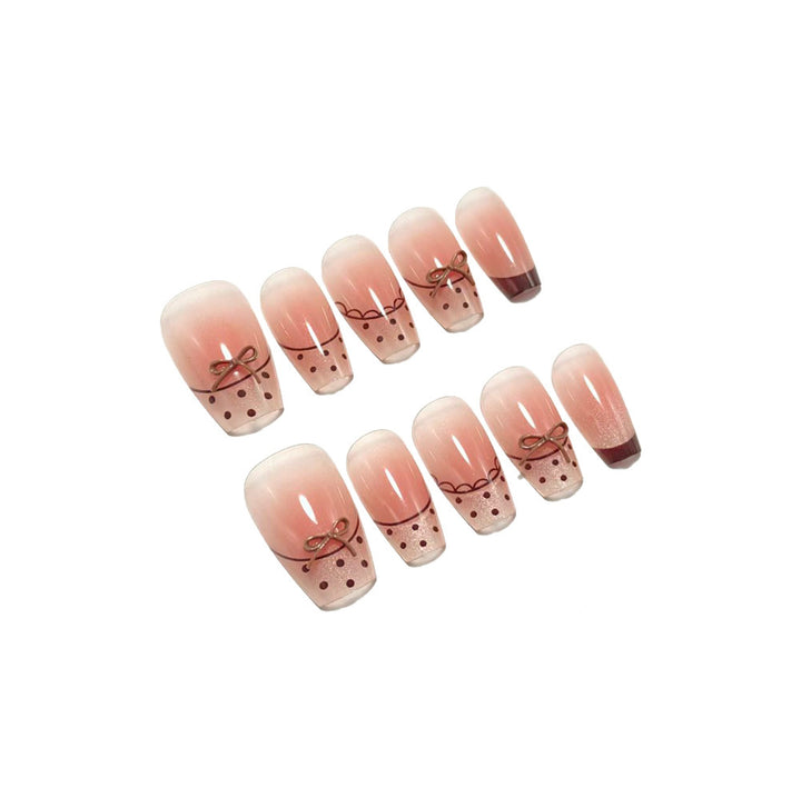 Acrylic Nail Set with Elegant Bow Design Bowlift