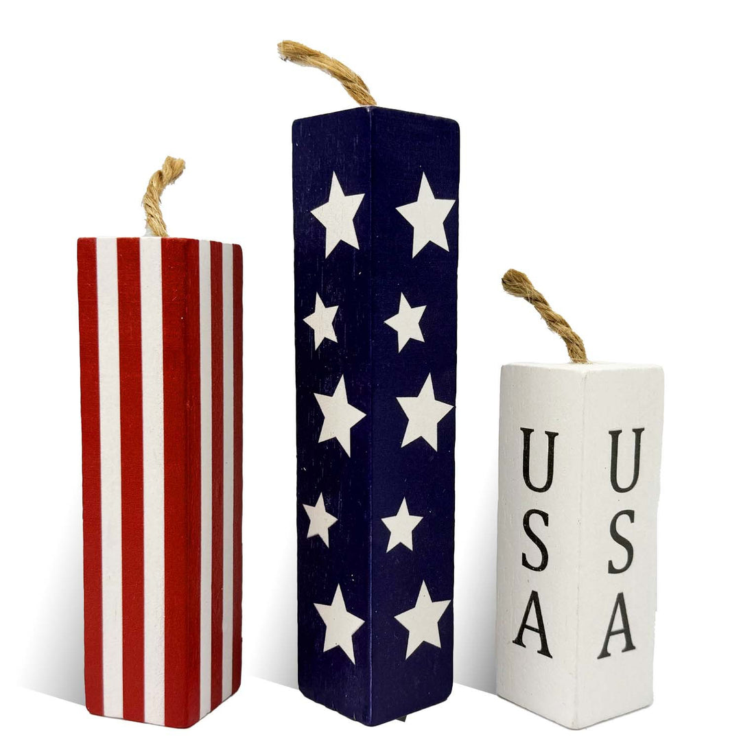 Unisex nan rustic wood decor column set with star motifs, lettering, and jute ribbon Bowlift