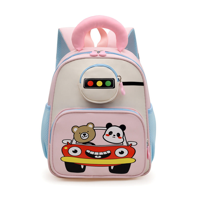 Kids' Playful Animal Car-Themed School Backpack Bowlift