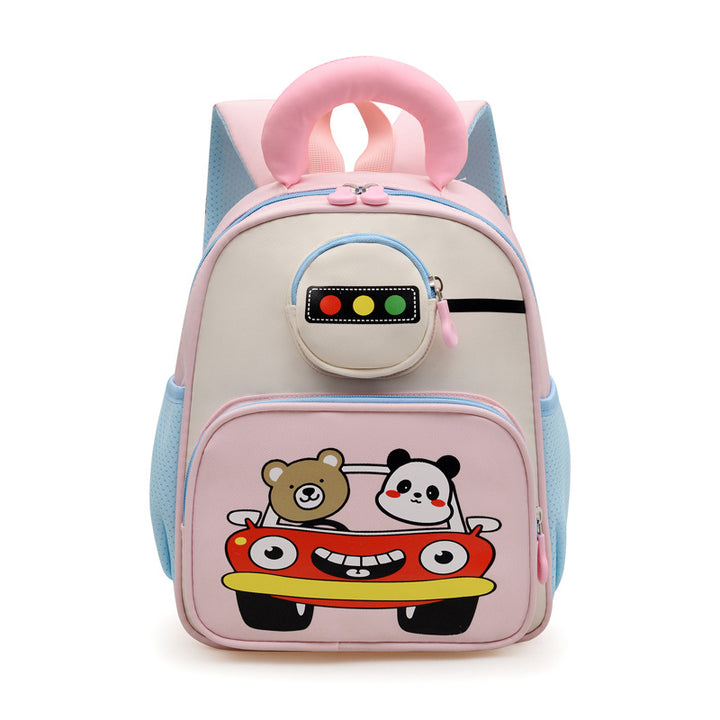 Kids' Playful Animal Car-Themed School Backpack Bowlift