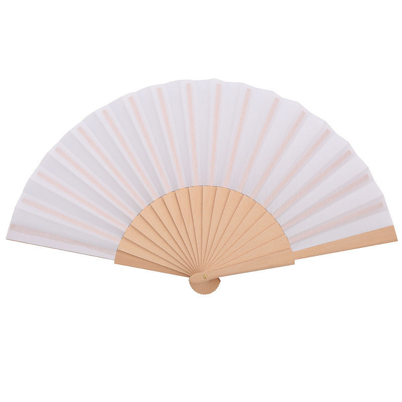 Ladies elegant hand fan made of lightweight fabric with artistic pleat pattern Bowlift