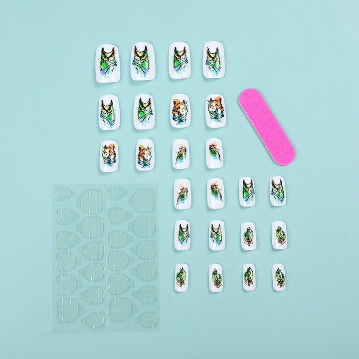Artistic Animal Motif Press-On Nail Set Bowlift