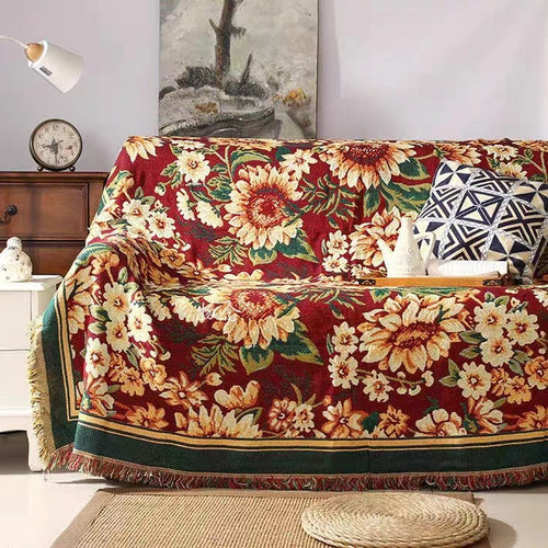 Floral Patterned Woven Throw Blanket