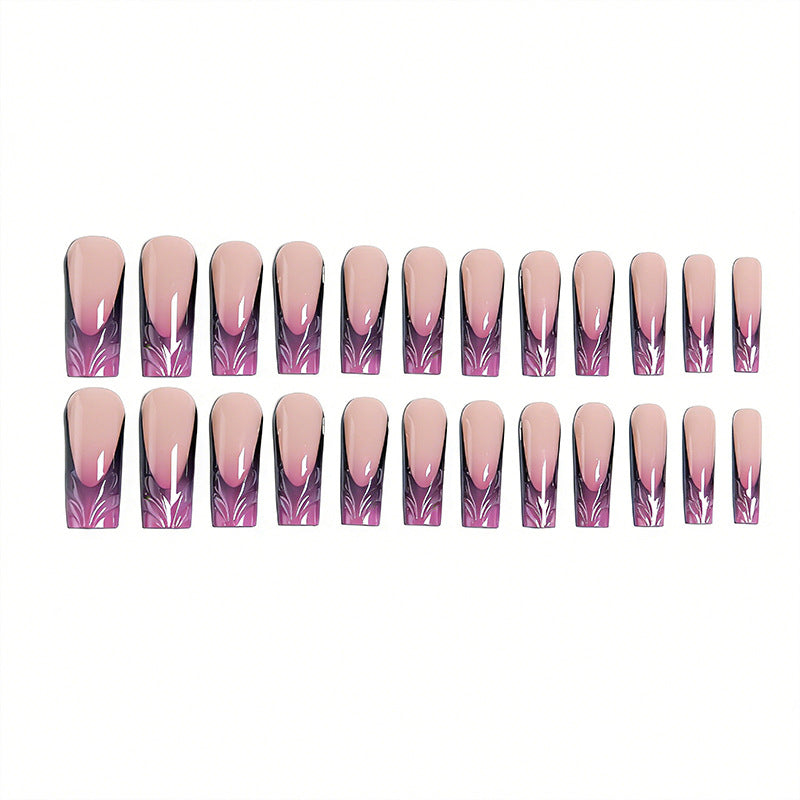 Artificial nail set with elegant 3D leaf design Bowlift
