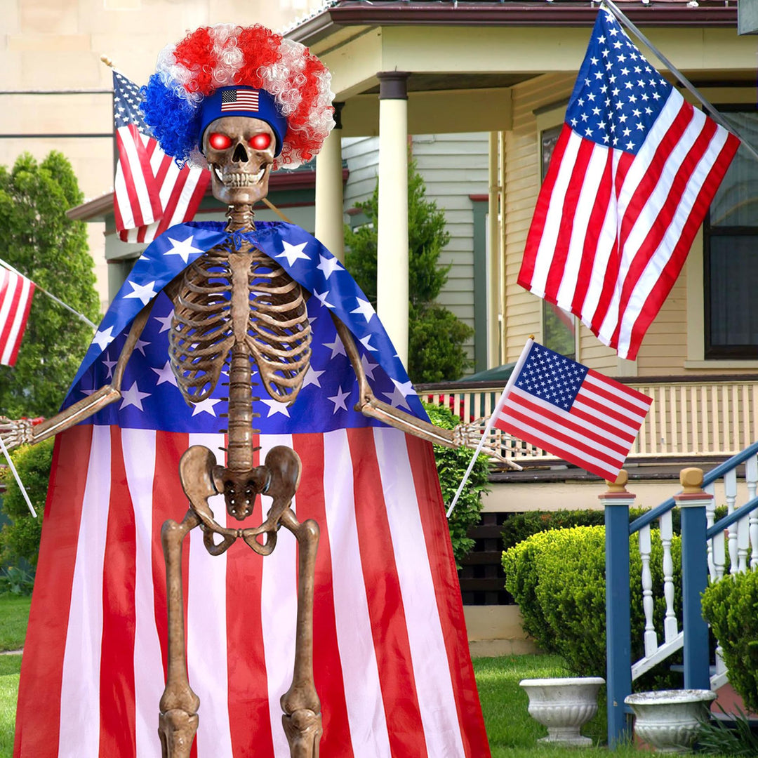 Unisex nan life-size poseable patriotic skeleton decoration Bowlift