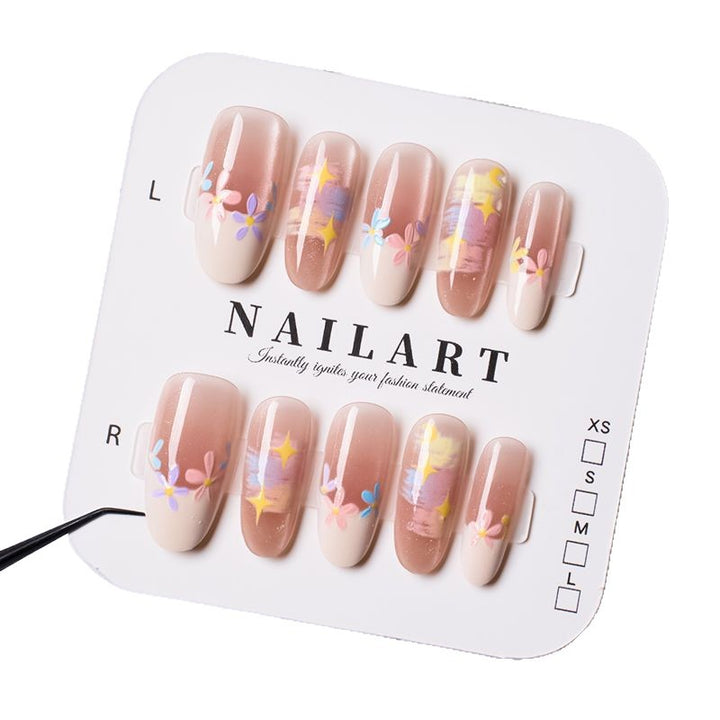 Floral Blossom Artistic Press-On Nail Set Bowlift