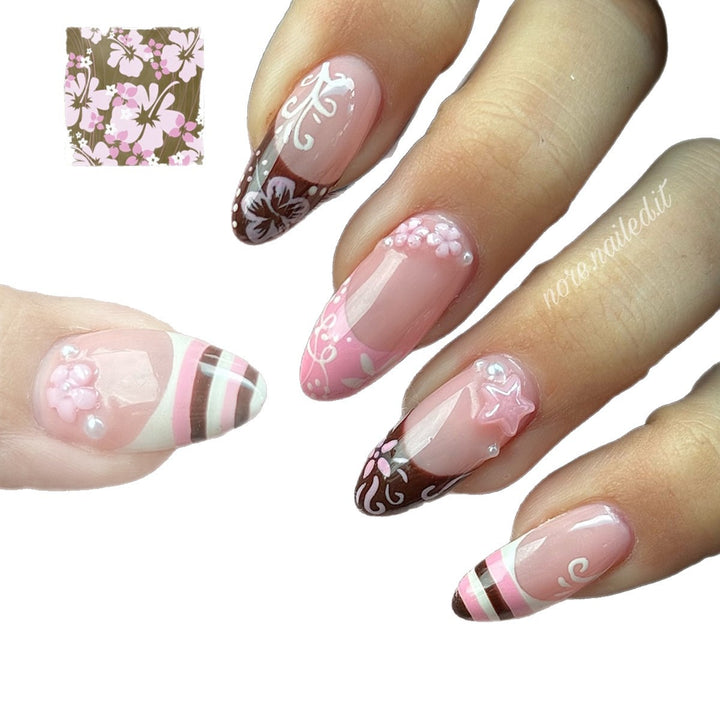 Artificial Fingernails In Elegant Floral Design Bowlift