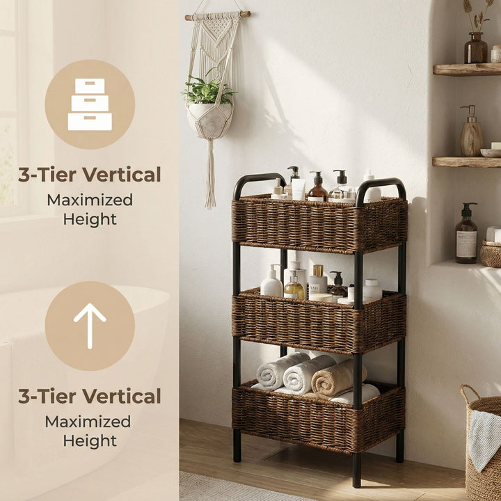 Multi-Tier Woven Bathroom Organizer Basket Bowlift