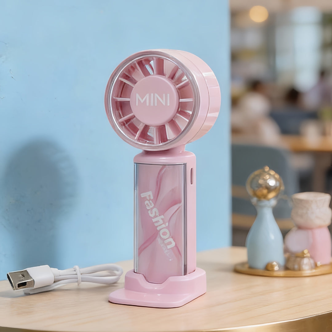 Women Portable Mini Fan with USB Charging Function and Flexible Tilt Bowlift