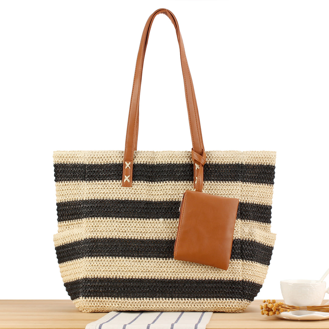 Straw bag with elegant leather handles Bowlift