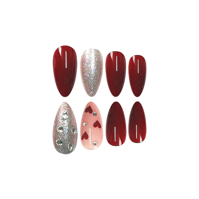 Romantic Heart and Glitter Nail Art Bowlift