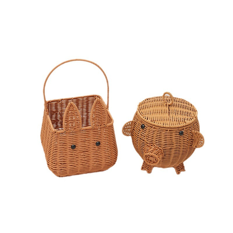 Decorative Animal-Shaped Woven Storage Basket Bowlift