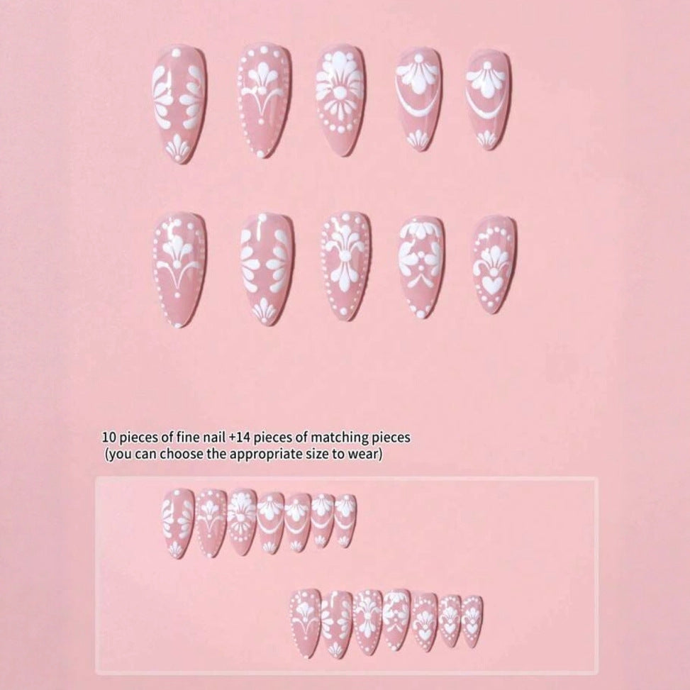 Nail art set with delicate flowers and elegant contours Bowlift