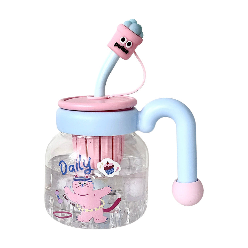 Women’s creative drinking bottle with integrated silicone straw Bowlift