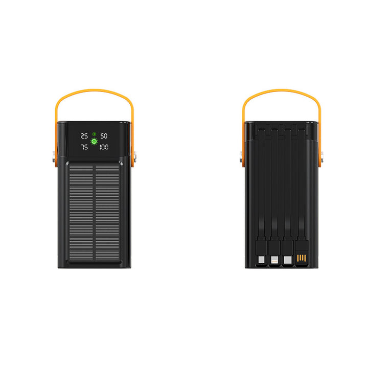 Portable Solar Power Bank with Integrated LED Display and Multifunctional Charging Cable Bowlift