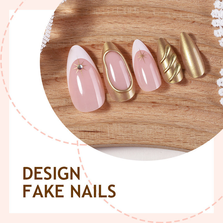 Elegant artificial nail set with golden accents Bowlift