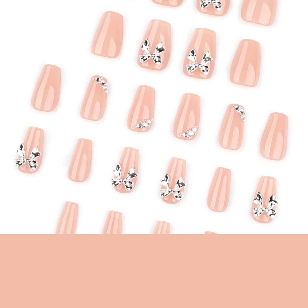 Artful Nail Extensions with Shiny Accents Bowlift