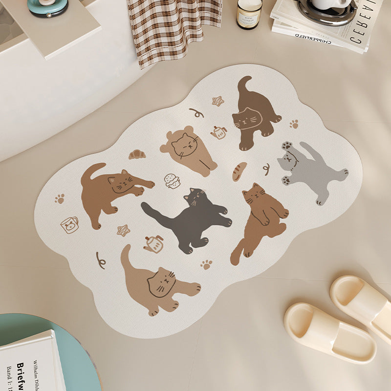 Playful Cat-Themed Bath Mat