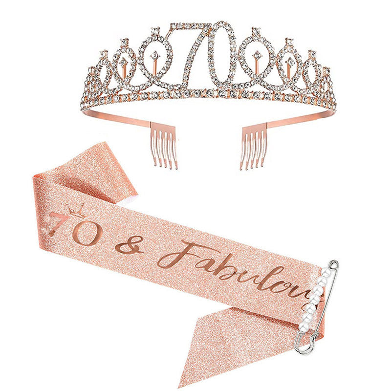 Women Crystal-Embellished Birthday Crown with Personalized Sash Bowlift