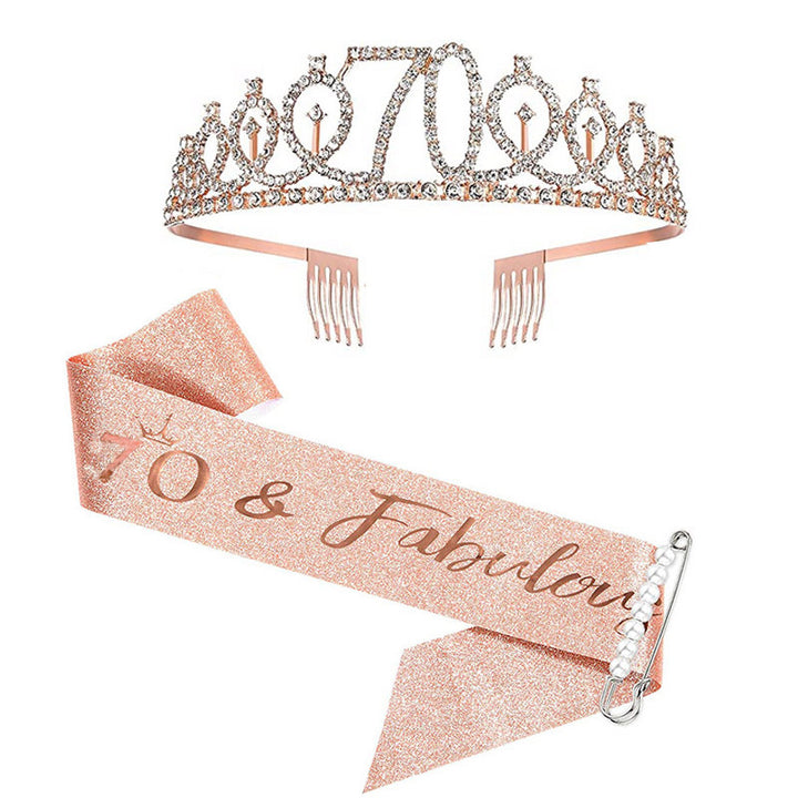 Women Crystal-Embellished Birthday Crown with Personalized Sash Bowlift