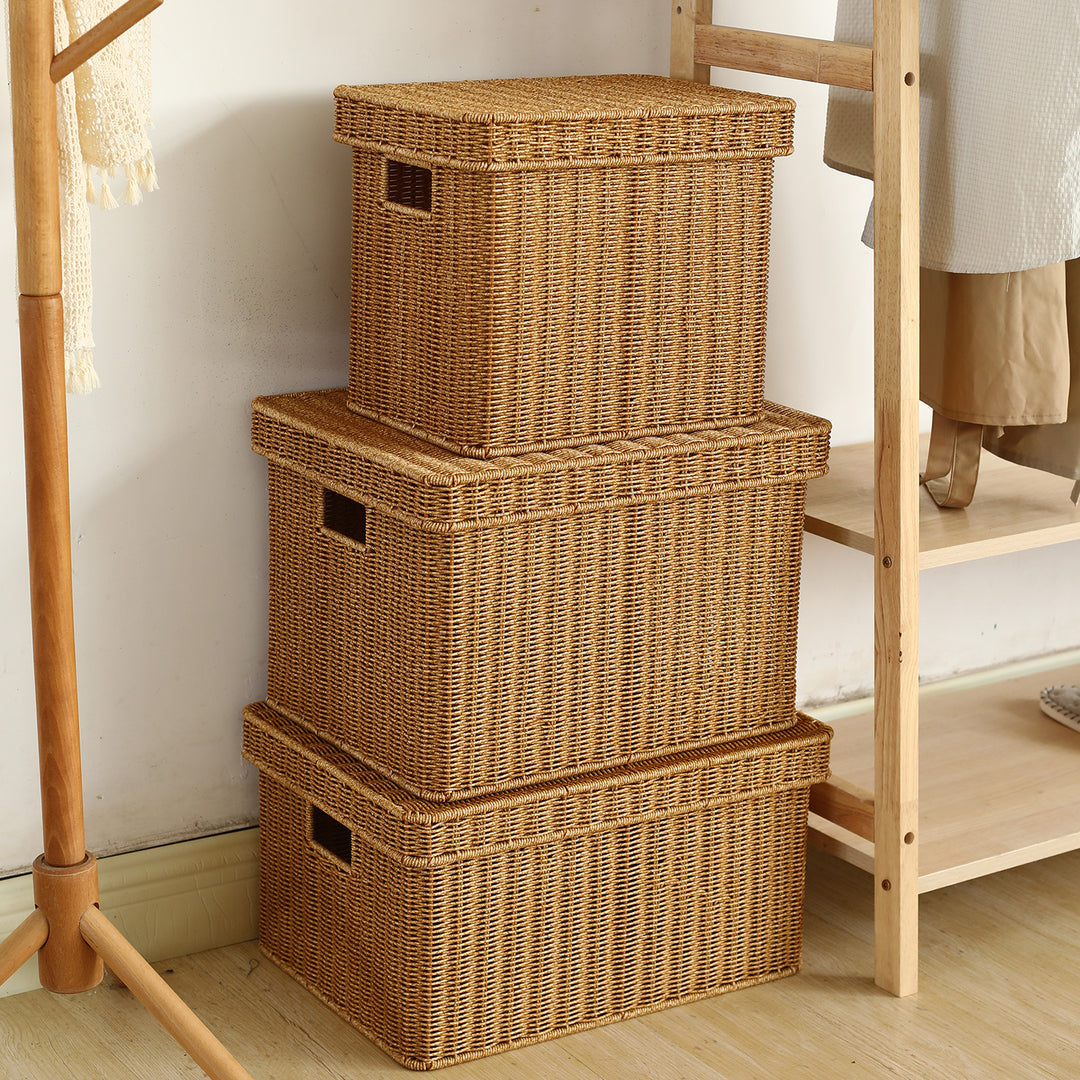 Handwoven Decorative Storage Chest Bowlift