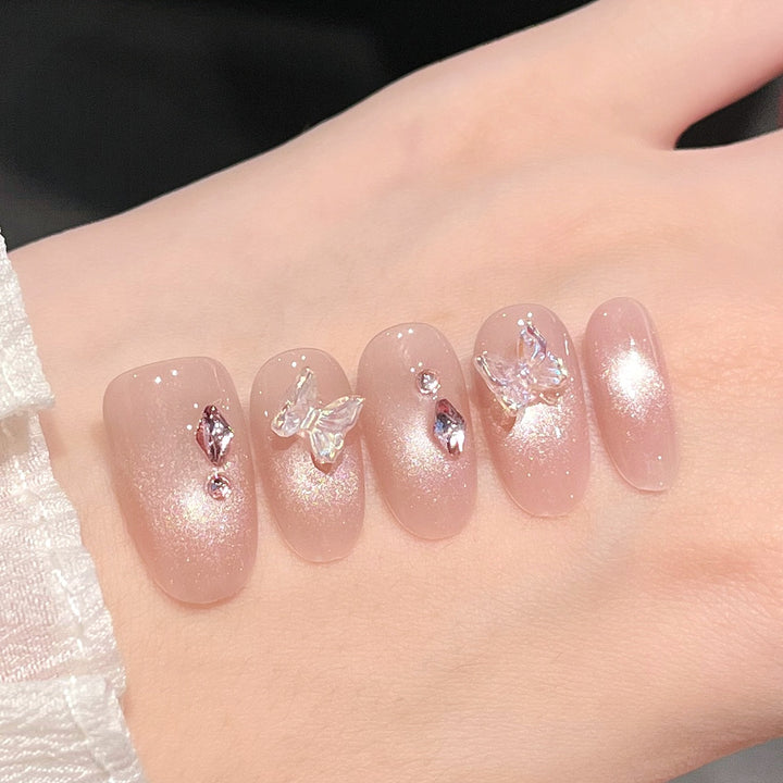 Decorative Press-On Nails with Gem Accents Bowlift