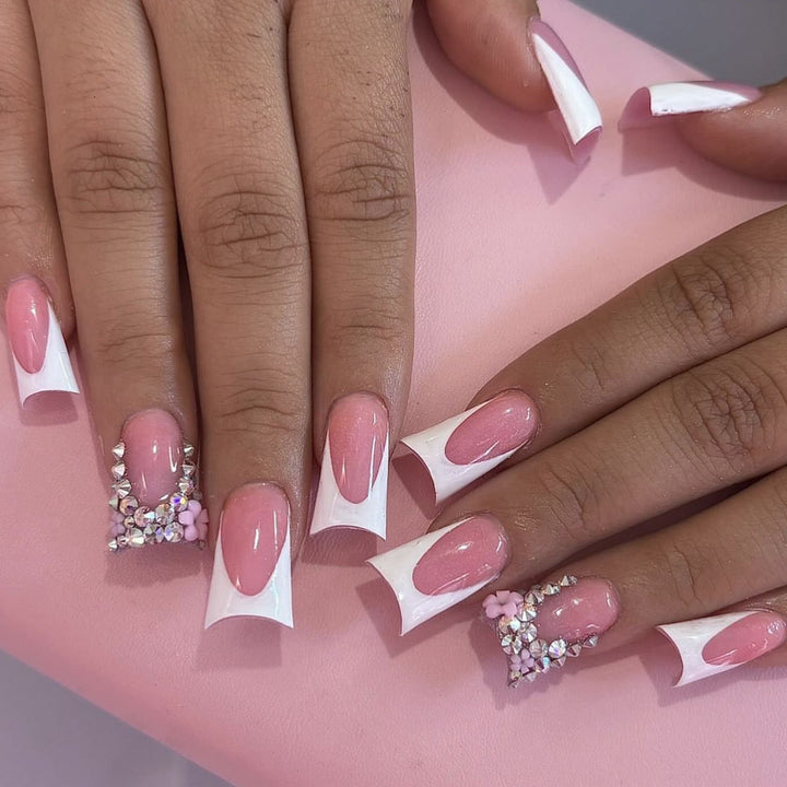 Decorative 3D French Tip Nail Art Extensions Bowlift