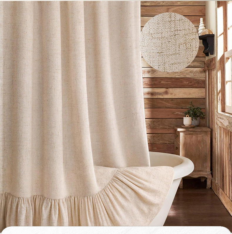 Ruffled Textured Shower Curtain Bowlift