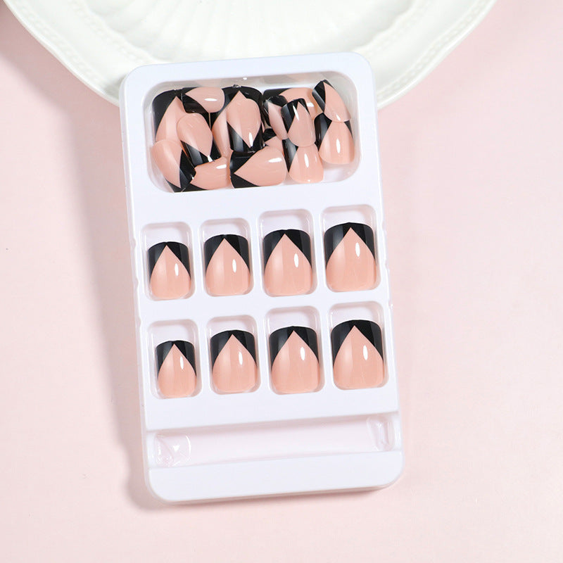 Elegant Black French Tip Press-On Nails Bowlift