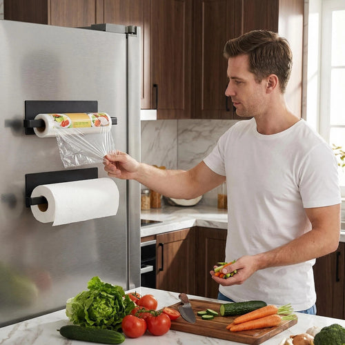 Wall-Mounted No-Drill Adhesive Stainless Steel Paper Towel Holder With Removable Spindle