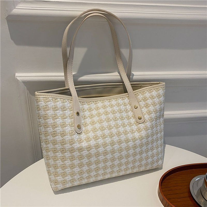 Woven Pattern Beach Tote Bag Bowlift