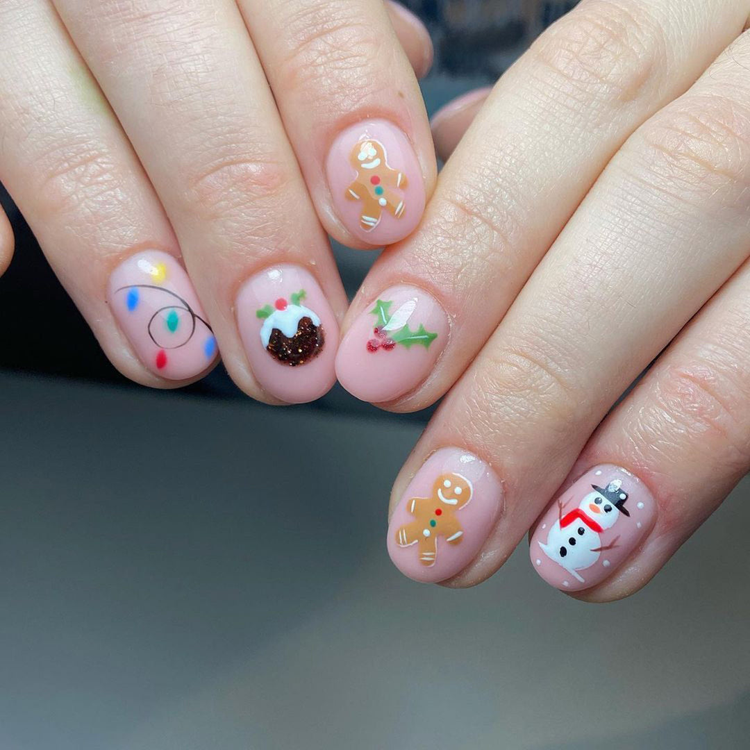 Artificial nail set with festive Christmas motifs Bowlift
