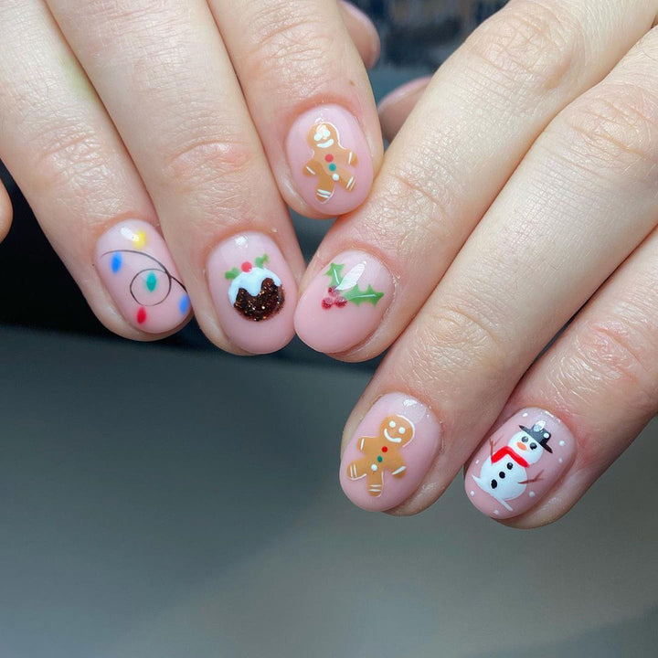 Artificial nail set with festive Christmas motifs Bowlift
