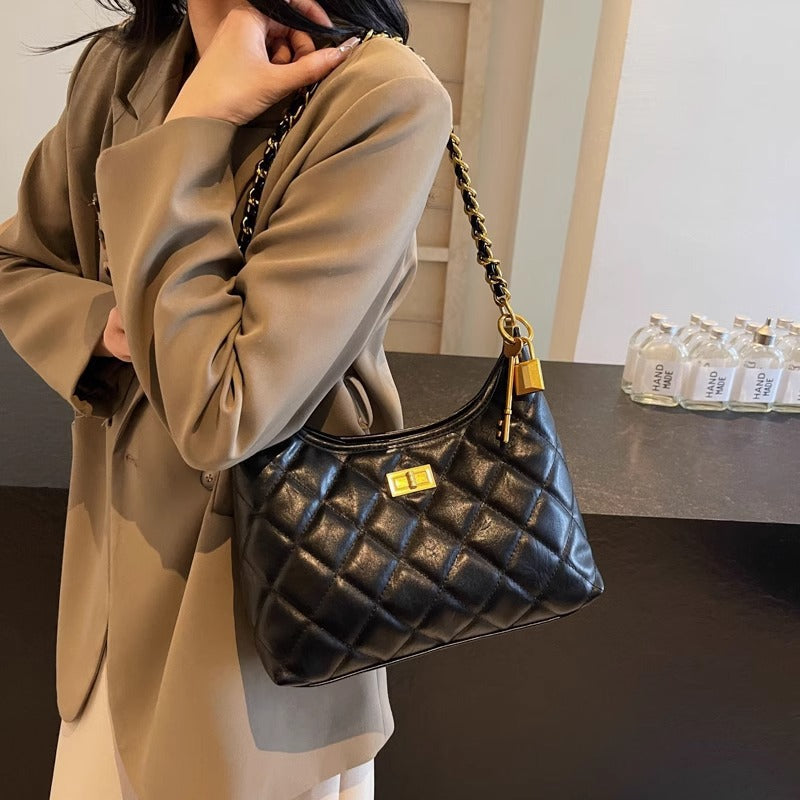 Quilted Chain-Detail Shoulder Bag Bowlift