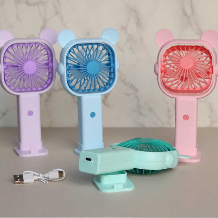 Unisex Portable Mini Fan with Ergonomic Design and Animal Ears Bowlift