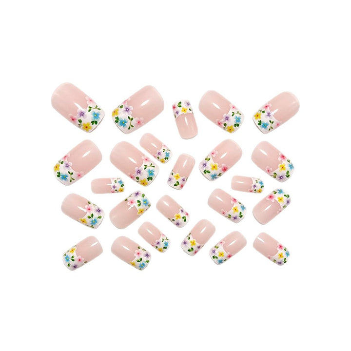 Artistic Nail Extensions with Colorful Flower Designs Bowlift