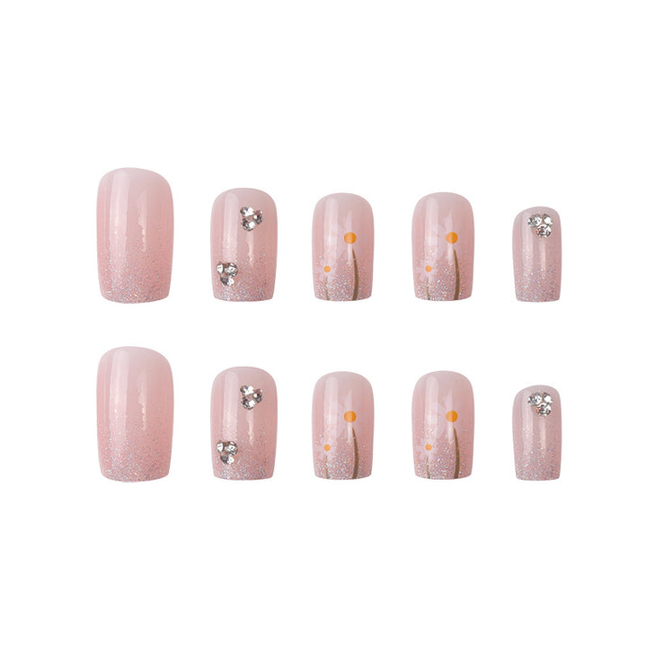 Glittery Floral Press-On Nail Set Bowlift