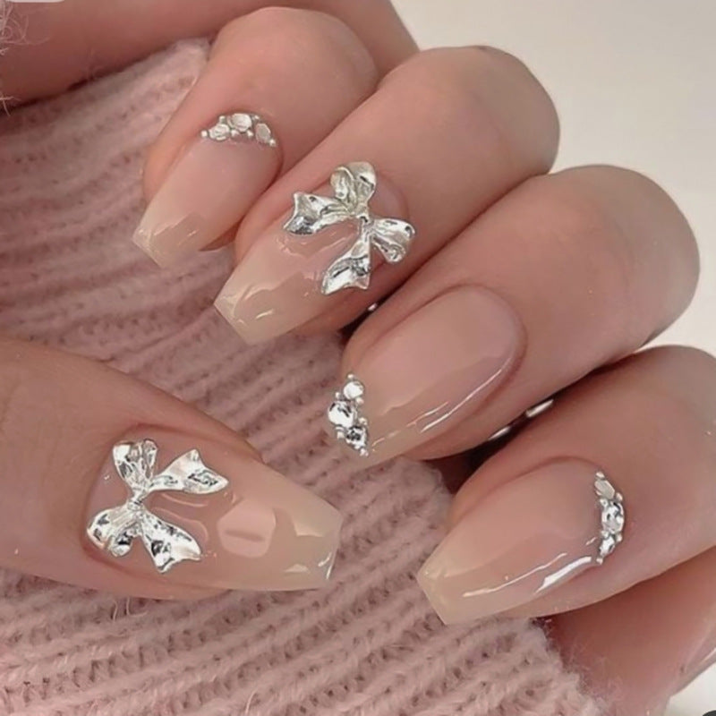 Artful Nail Extensions with Shiny Accents Bowlift