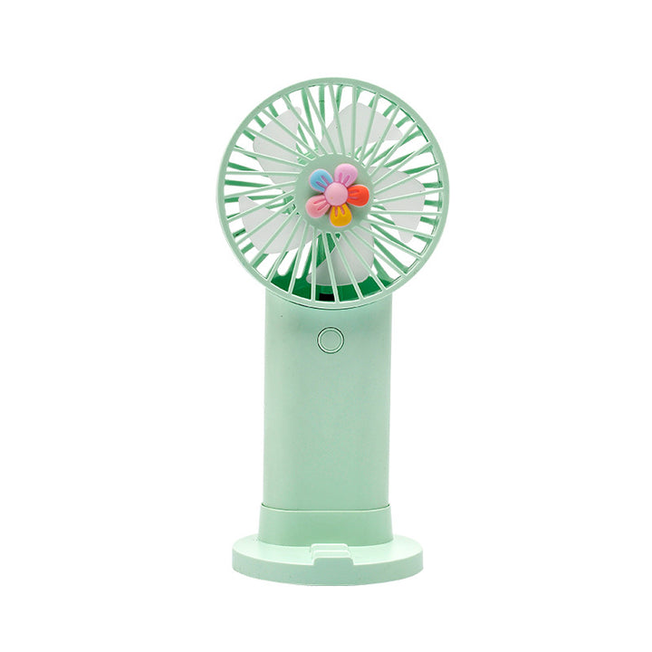 Women's Portable Handheld Fan with Playful Flower Design Bowlift