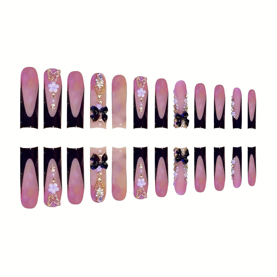Glamorous Artistic Press-On Nail Set Bowlift
