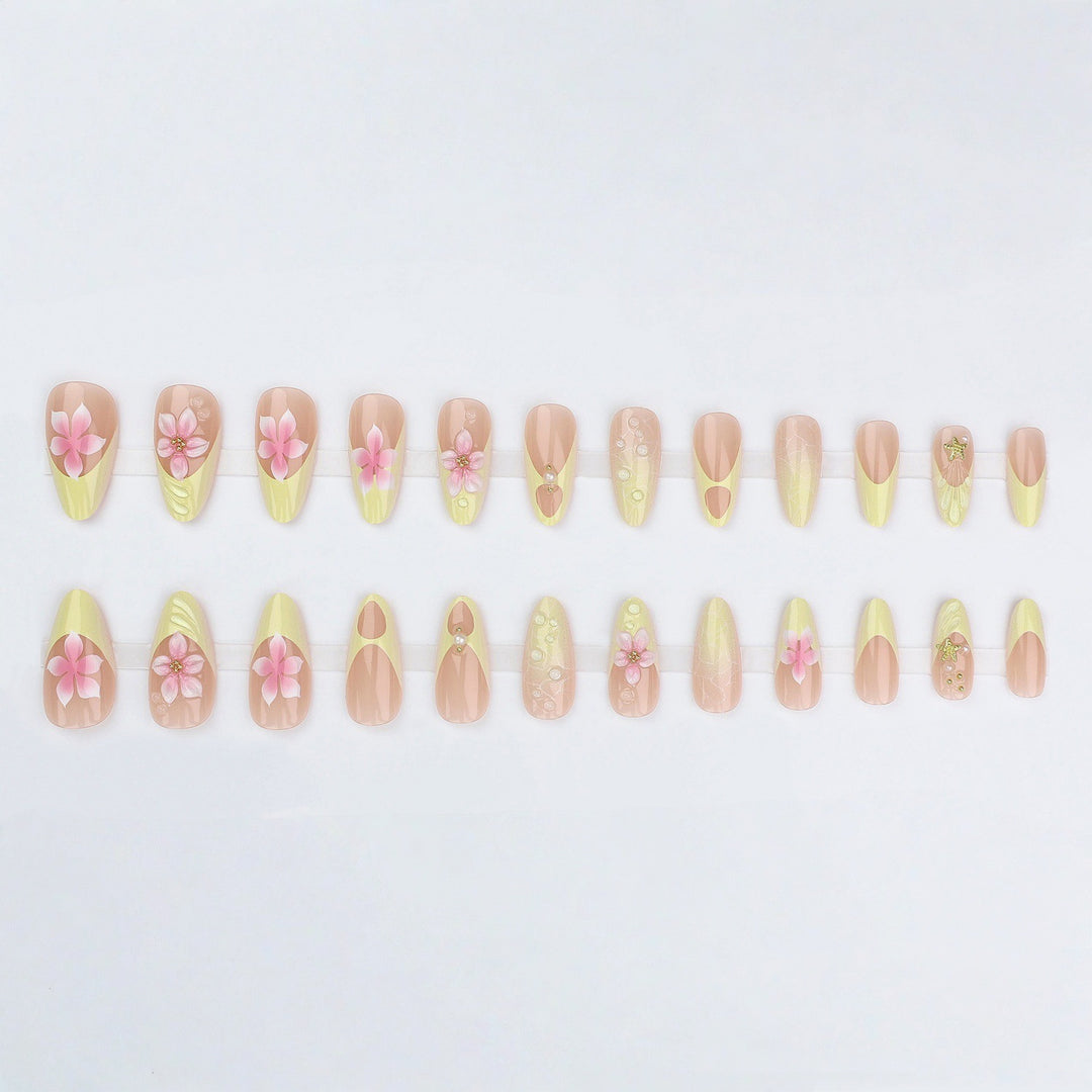 Artistic Floral Stiletto Nail Enhancements Bowlift
