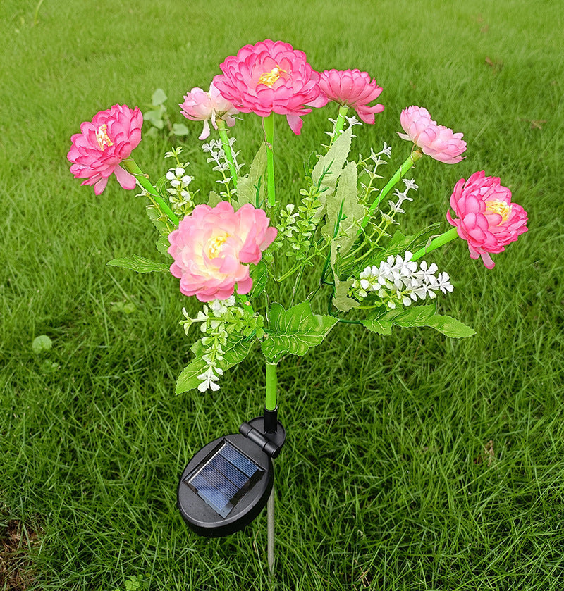 Solar Garden Stake Artificial Flower LED Pathway Decor Bowlift
