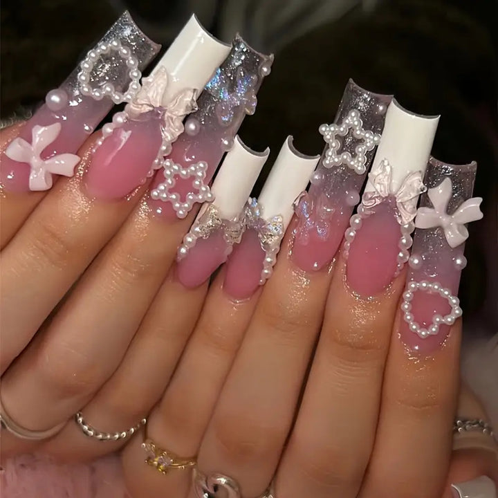 Decorative 3D Press-On Nail Set Bowlift