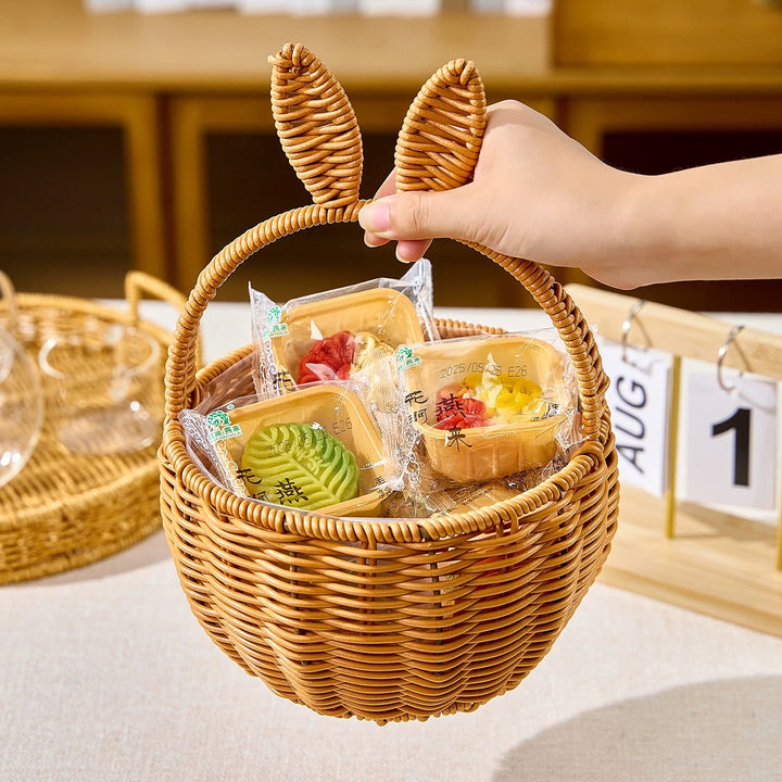 Decorative Bunny Ears Woven Basket Bowlift