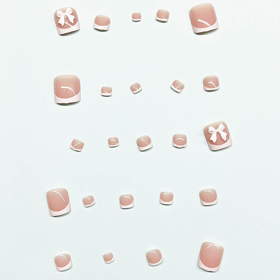 Decorative French Tip Toe Nail Art Bowlift