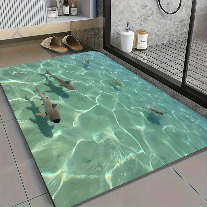 Artistic Dolphin Design Bath Mat Bowlift